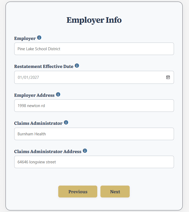 Screenshot: Step 2 – Employer Information Form