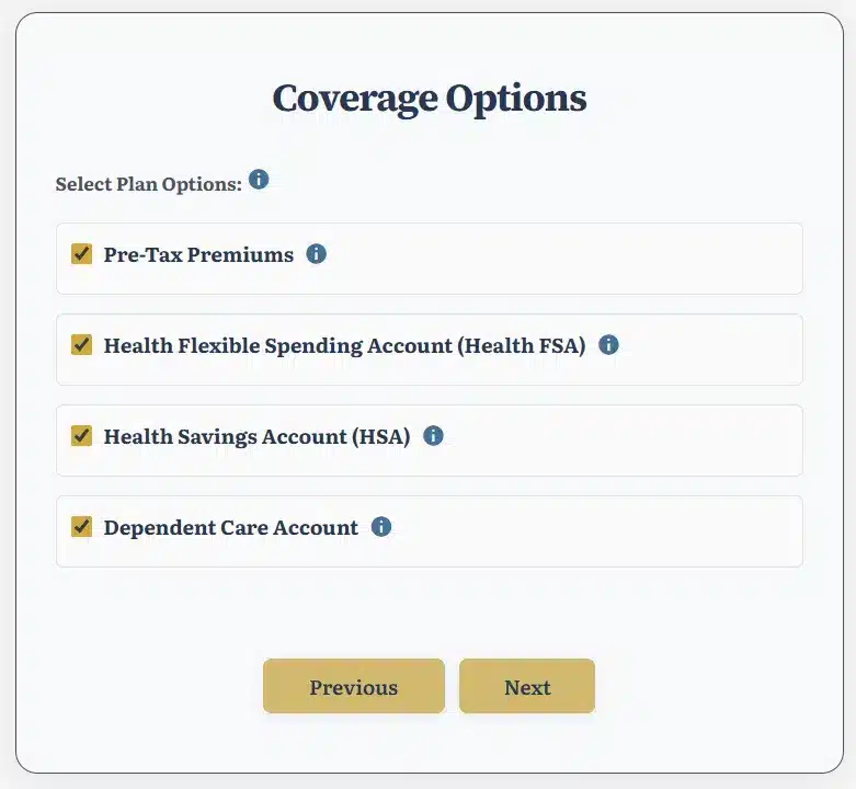Screenshot: Step 3 – Coverage Options Checkboxes